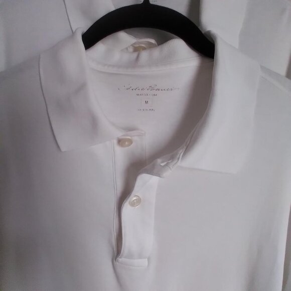 Men's Eddie Bauer White Cotton Polo Shirt Size Medium - Picture 2 of 6